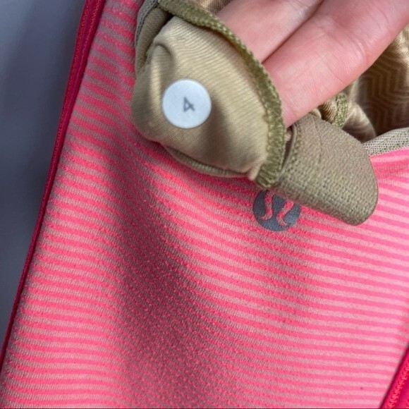 Lululemon Neon Orange Pink Striped Scoop Neck Tank Top Built In Sports Bra 4 - Picture 13 of 13
